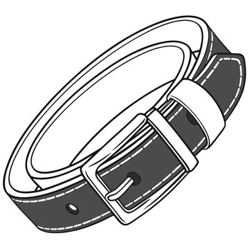 Black leather belt with metal buckle icon