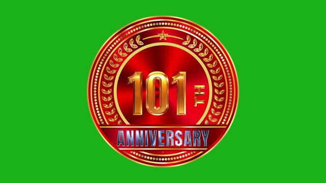 Gleaming 101st anniversary gold medal over crimson brushed metal surface with specular studio illumination 4k video