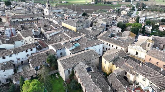 Bevagna, Umbria, Italy, aerial drone view