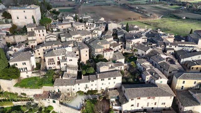 Spello, Umbria, Italy, aerial drone view