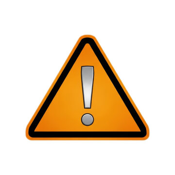Orange triangle warning sign with exclamation mark icon