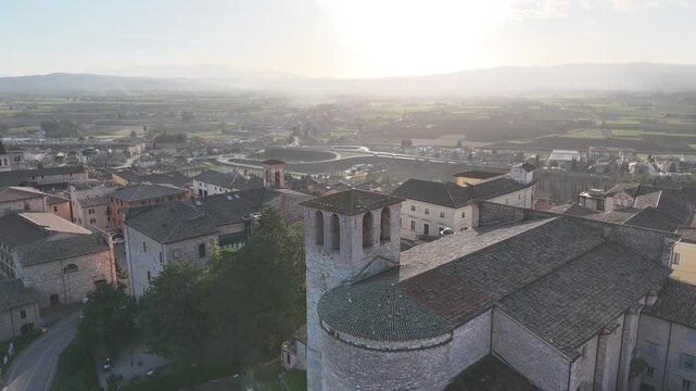 Spello, Umbria, Italy, aerial drone view