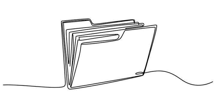 One continuous line drawing of a business document folder for office organization and file management Vector, illustration