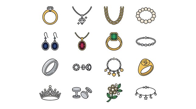 Collection of Exquisite Jewelry Pieces Including Rings Necklaces and Earrings