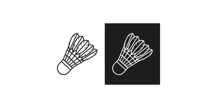 Badminton shuttlecock vector icon set in outline and solid style for sports championship design.