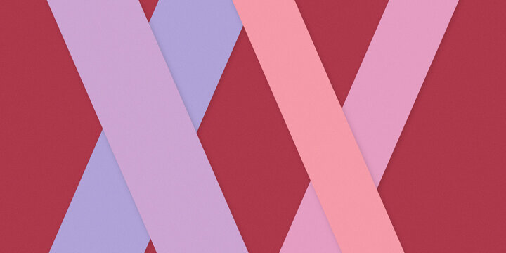 Layered pastel bands cross over a deep red field, creating a refined abstract composition with soft shadows and dimensional depth for modern branding, stationery, or seasonal designs.