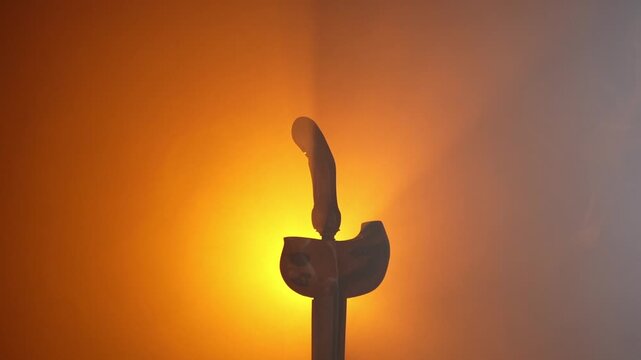 Kris Indonesia Cultural Heritage, Javanese Keris Dagger Sheath Silhouette in Warm Backlight