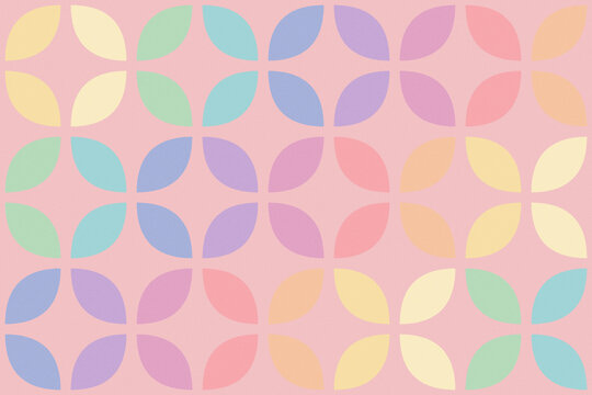 A soft arrangement of colorful leaf-shaped forms creates a calm, playful decorative surface, ideal for spring stationery, nursery decor, wallpaper, packaging, and seasonal designs.