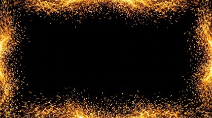 Obraz premium Bright golden sparks of fire flying against a dark background. Concept of energy, celebration, and warmth; ideal for event promotions, overlay and festive designs. Generative AI.