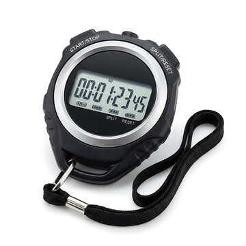 Digital sports stopwatch with black wrist strap