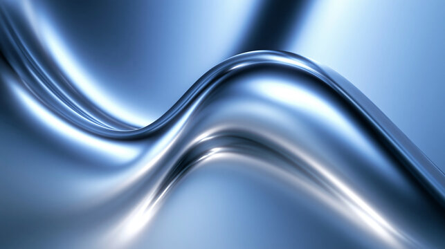 Abstract Flowing Blue Metallic Waves Texture Background