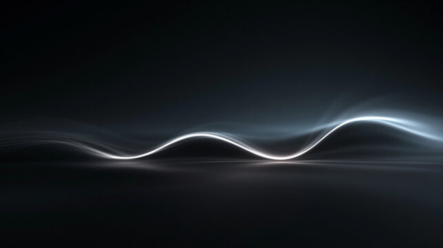 Abstract Glowing Light Wave on Dark Futuristic Background
