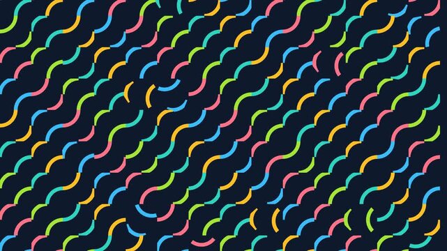 Colorful Motion of Wavy Lines Creating Dynamic Visual Effect in Abstract Pattern Video.