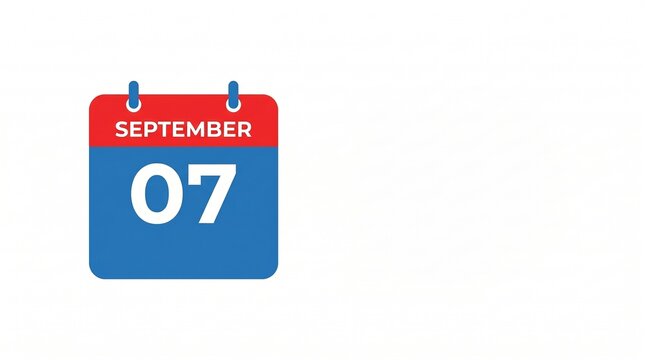 Labor day calendar icon showing september 7th on white background