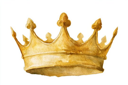 Delicate diadem in warm gold tones, watercolor crown isolated on white