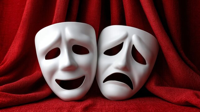 Masks symbolize emotions in theatrical culture