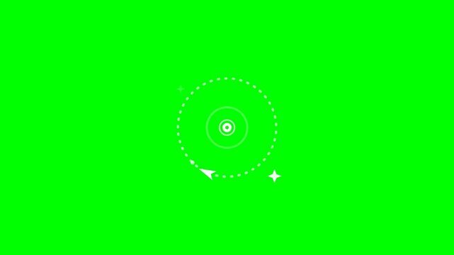 Dynamic motion of a glowing target in a green screen environment for visual effects.