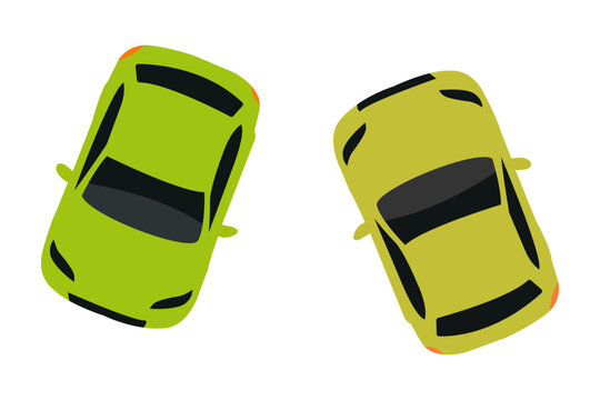 Top view of two green cars