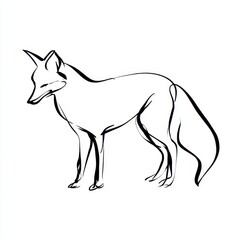 Naklejka premium Minimalist hand-drawn fox line illustration on white background