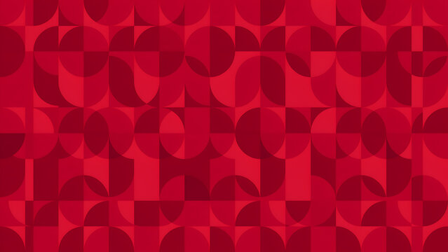 Abstract red background with seamless geometric circle and square pattern