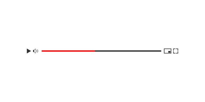 Minimalist video player progress bar interface element with volume and full screen controls