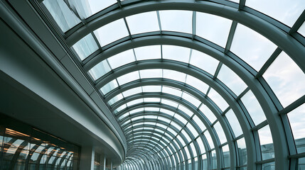 Fototapeta premium Minimal Curved Glass Walkway Roof