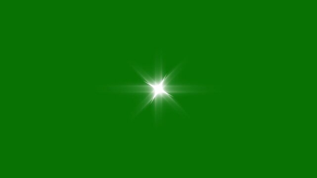 Radiant 8-point white star flare in 4k expanding and shrinking with sharp cross light rays, flashing pulse and clean optical burst for motion graphics video project
