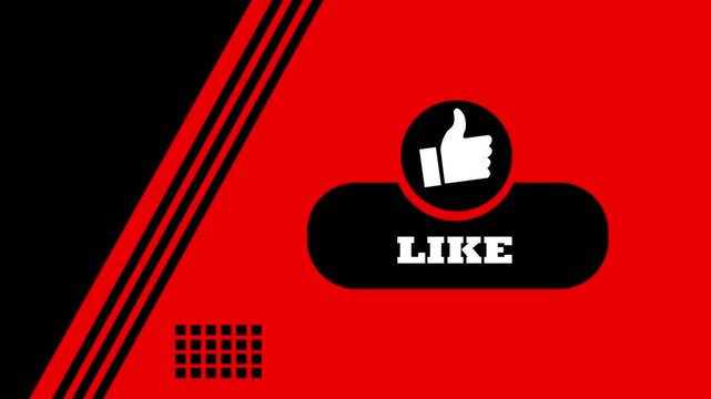Red and black social media LIKE button icon with thumbs up graphic background vector illustration banner concept