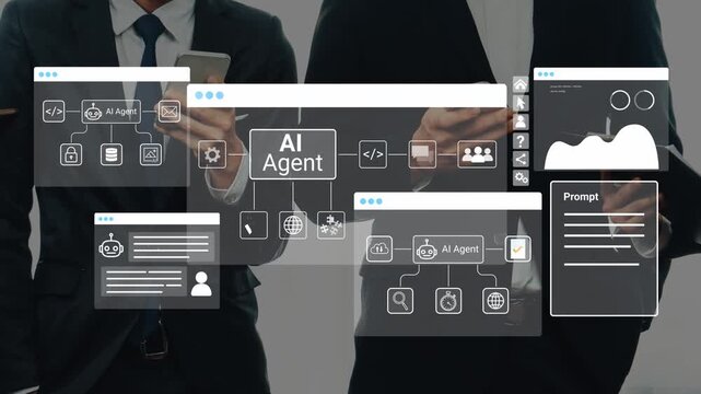 Professionals Engaged in Technology Discussion with AI Interface and Digital Elements for Business Innovation and Development. Entropy.
