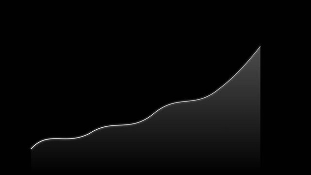 Minimalist Financial Growth Chart Animating Upward on Black Background