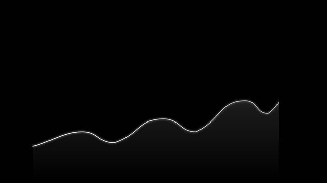 Minimalist Financial Growth Line Chart Animating Upwards on Black Background