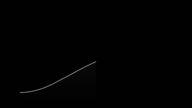 Minimalist Financial Growth Graph with Rising White Line on Black Background