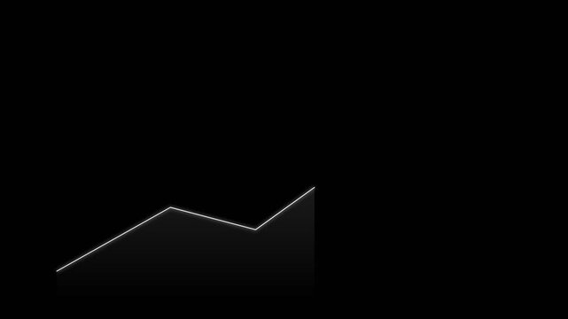 Minimalist White Glowing Line Graph Rising Against Black Background