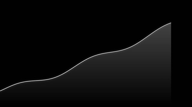 Minimalist Financial Growth Graph Line Ascending on Black Background