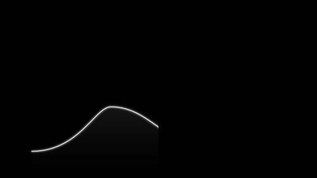 Luminous White Financial Chart Line Rising and Falling on Black Background