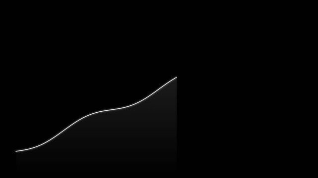 Minimalist Financial Growth Graph Animating Upward on Black Background