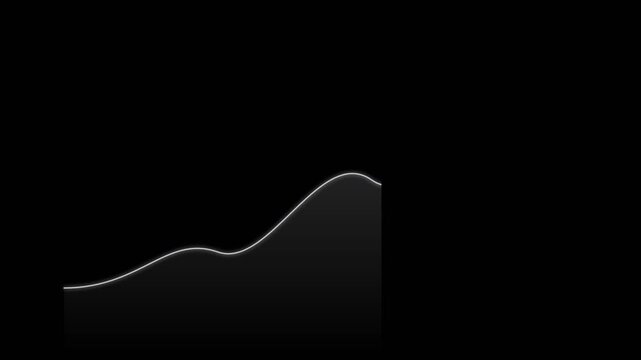 Minimalist Financial Growth Line Chart Animating Upwards on Black Background