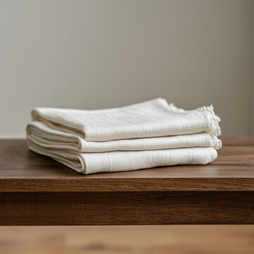White prayer shawl with fringed edges folded neatly