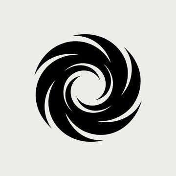 Abstract swirl vortex icon, black spiral shape design element