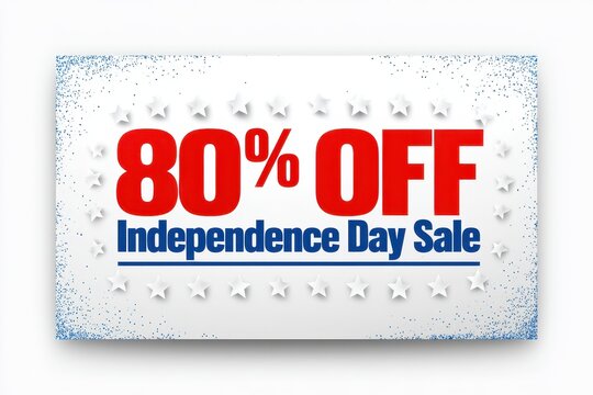 Holiday Sale Poster: Clean White Canvas, Red White Blue Theme, Eighty Percent Off