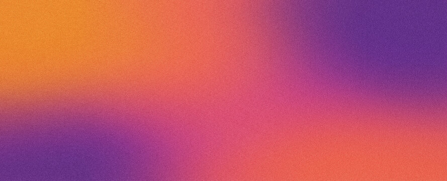 Vibrant abstract gradient background blending orange, pink, purple and red tones with soft blurred transitions and subtle grainy noise texture