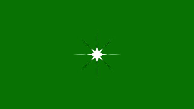 Single 4k white 4 point star flare flashing rapidly with sharp cross light beams and pulsing optical burst overlay for cinematic video editing