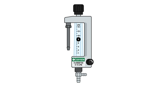 Medical Oxygen Flow Meter Isolated Transparent Background