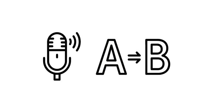 Voice to text conversion outline icon set microphone audio transcription concept microphone transcription conversion communication technology