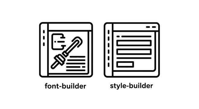 Font builder and style builder web tools icons with typography interface software development formatting application programming creative