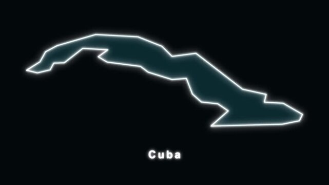 Cuba map animation with glowing outline on black background