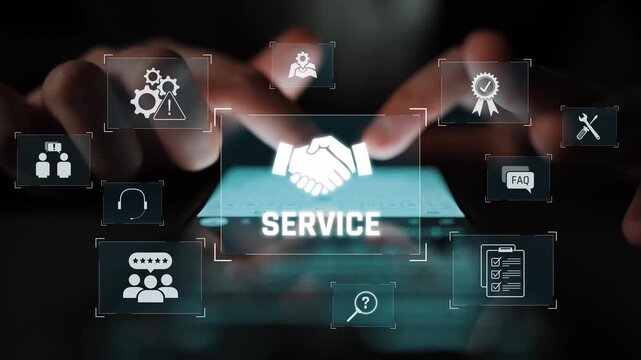 Customer service and support workflow with cooperation, communication, maintenance, and checklist icons for efficient service operation and user satisfaction Marrow