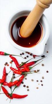 Preparing chili oil with red peppers and peppercorns for cooking