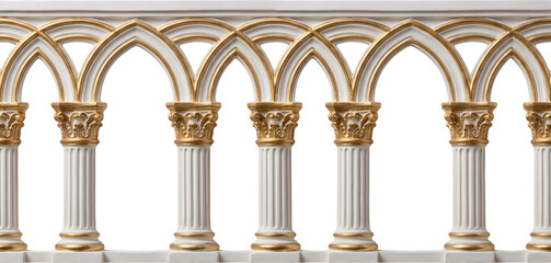 Fototapeta premium Gothic style golden arches with white pillars and ornate columns