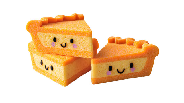 Pumpkin pie slices with cute faces blush